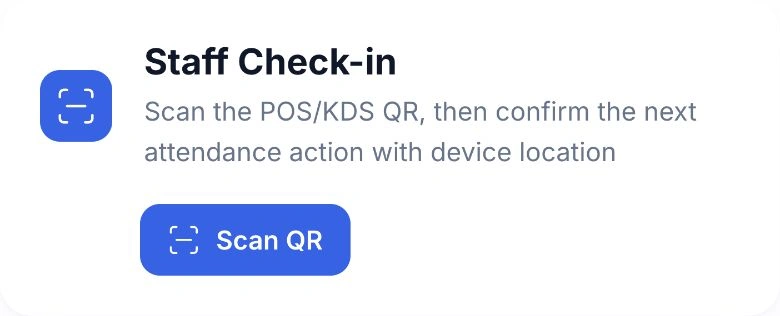 HoreX Staff Check-in with the Scan QR action