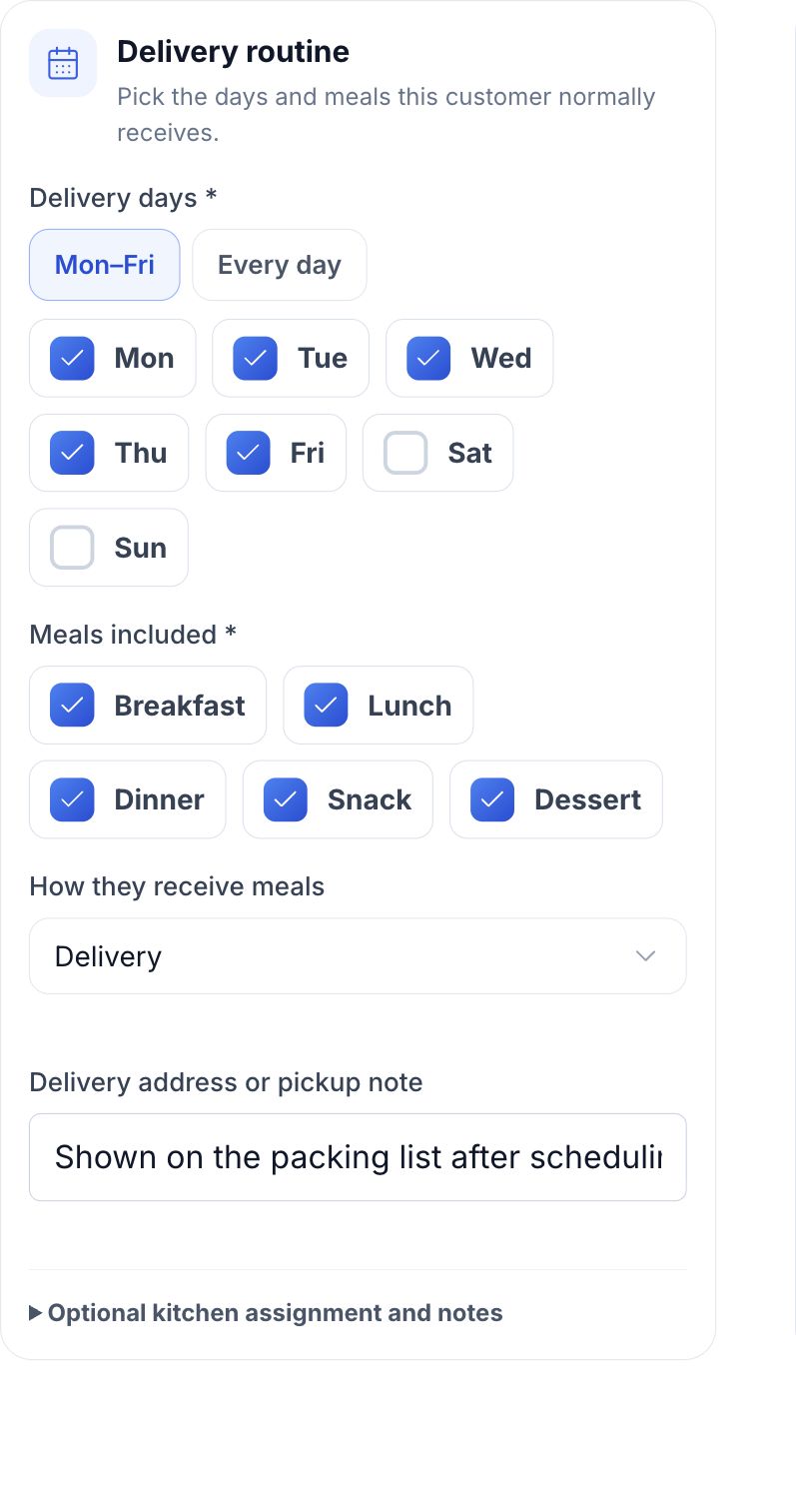 HoreX Meal Plans weekday and included meal selections on mobile