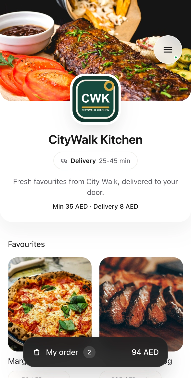 The same CityWalk Kitchen storefront on a mobile phone