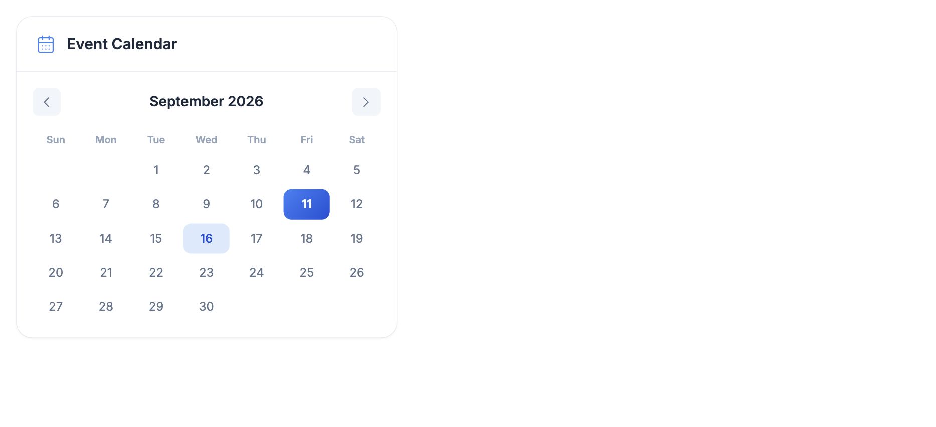 HoreX catering event calendar with a scheduled event on 16 September